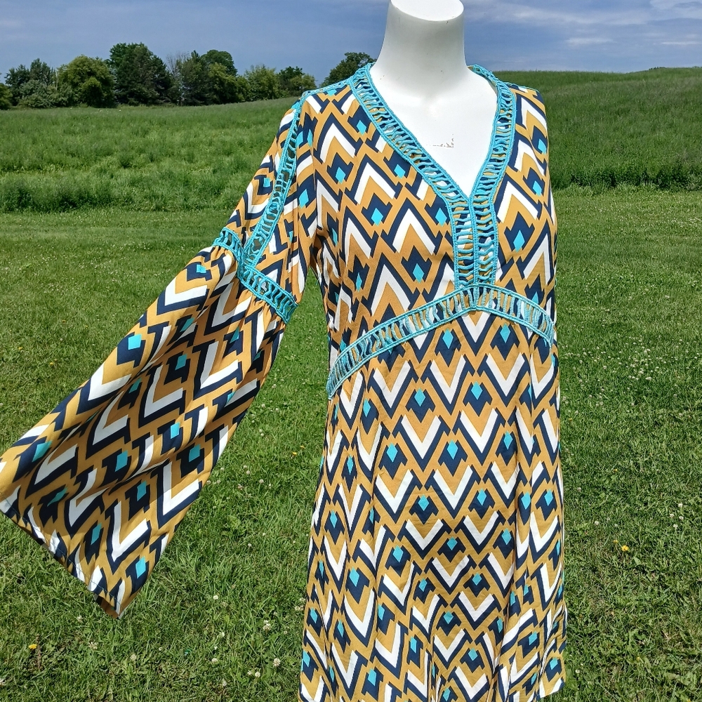 NEW nwot Dress Filly Flair size S Small Mustard Hippie Boho Lightweight Summer